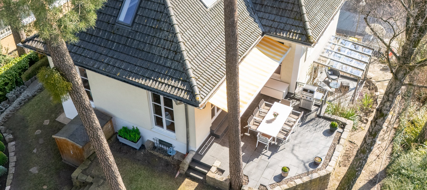 Aerial view of the house Aerial view of the house
