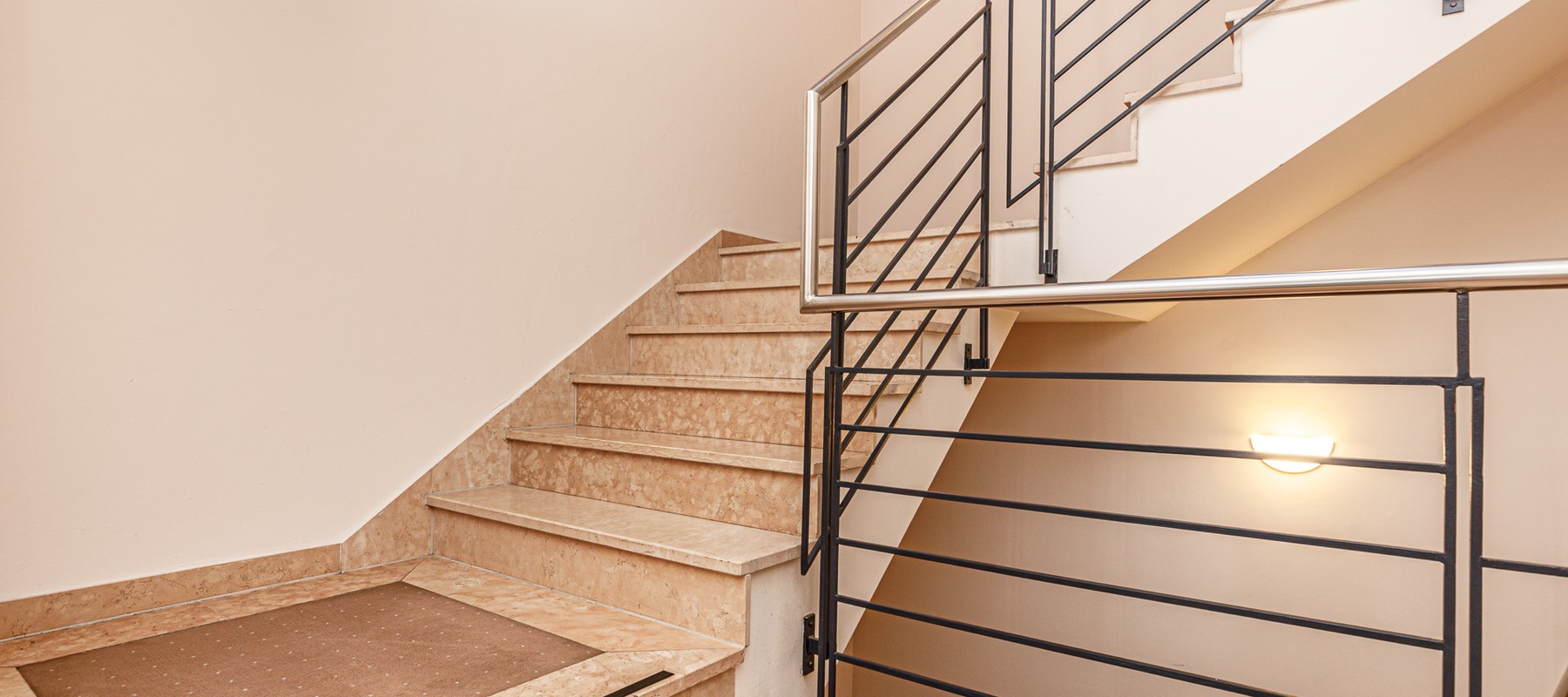 Well-maintained stairwell Well-maintained stairwell