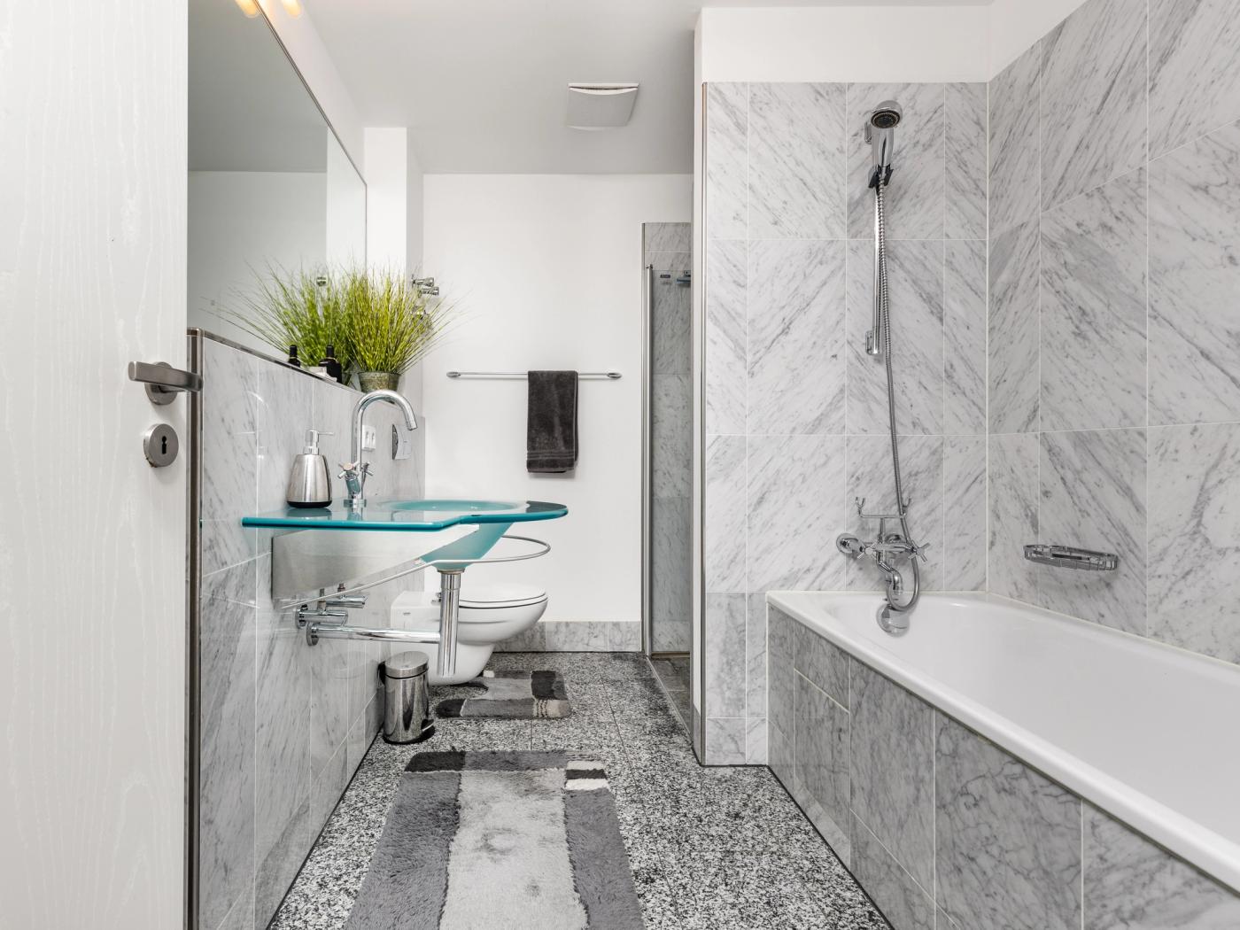 Tagesbelichtetes Vollbad mit Regendusche Tagesbelichtetes Vollbad mit Regendusche