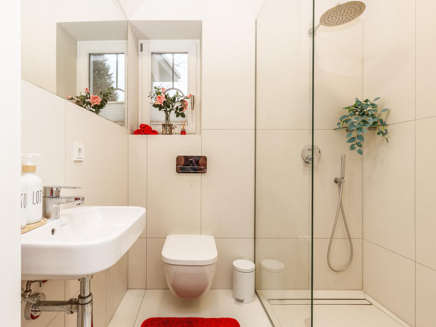 Gäste-Duschbad mit hochwertiger Regendusche Gäste-Duschbad mit hochwertiger Regendusche