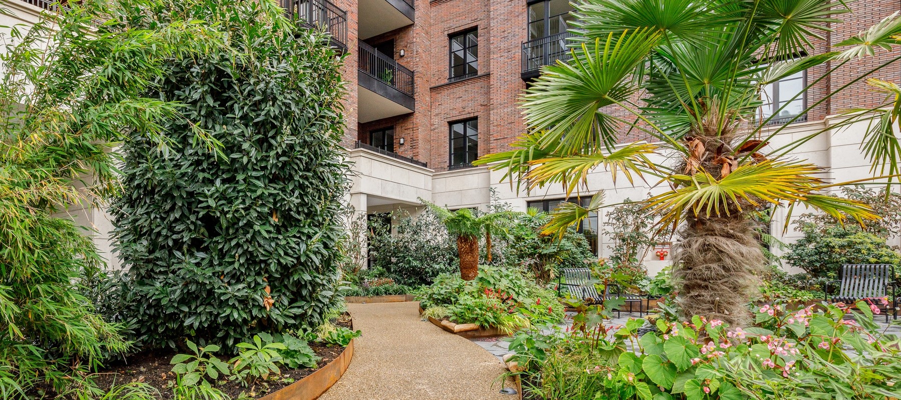 View of the landscaped courtyard with water feature View of the landscaped courtyard with water feature