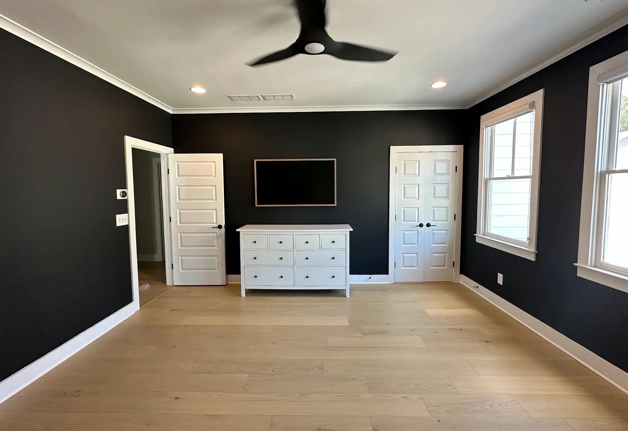 Dramatic dark walls painted by OVO Painting in Brookhaven