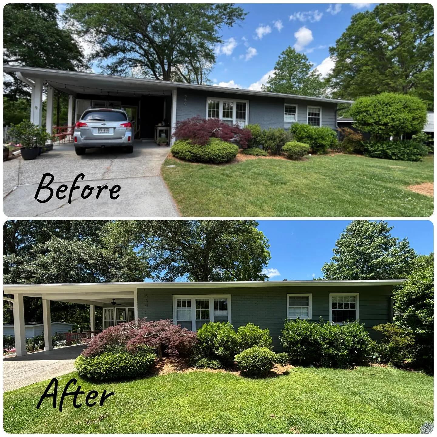 Exterior painting before and after comparison in Buckhead by OVO Painting