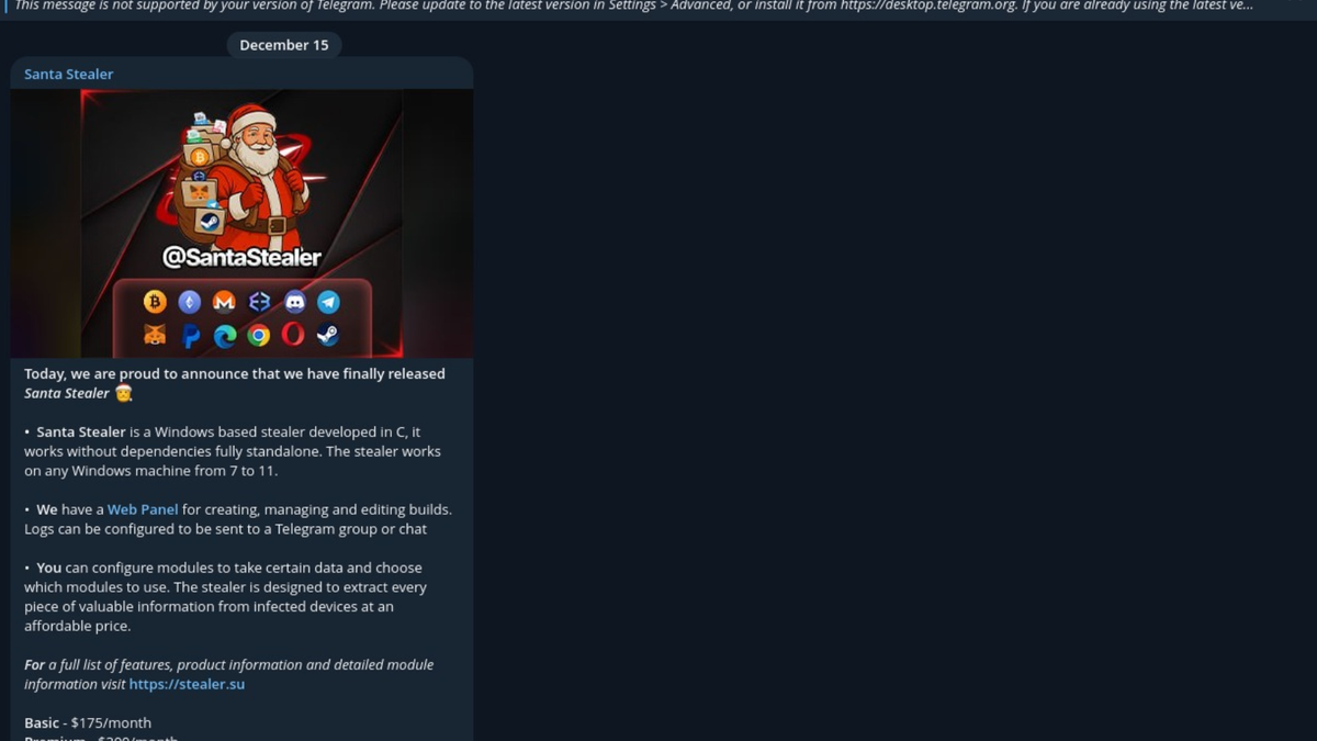π
SantaStealer: Inside a New MaaS Information Stealer Targeting Credentials, Crypto, and Digital Assets