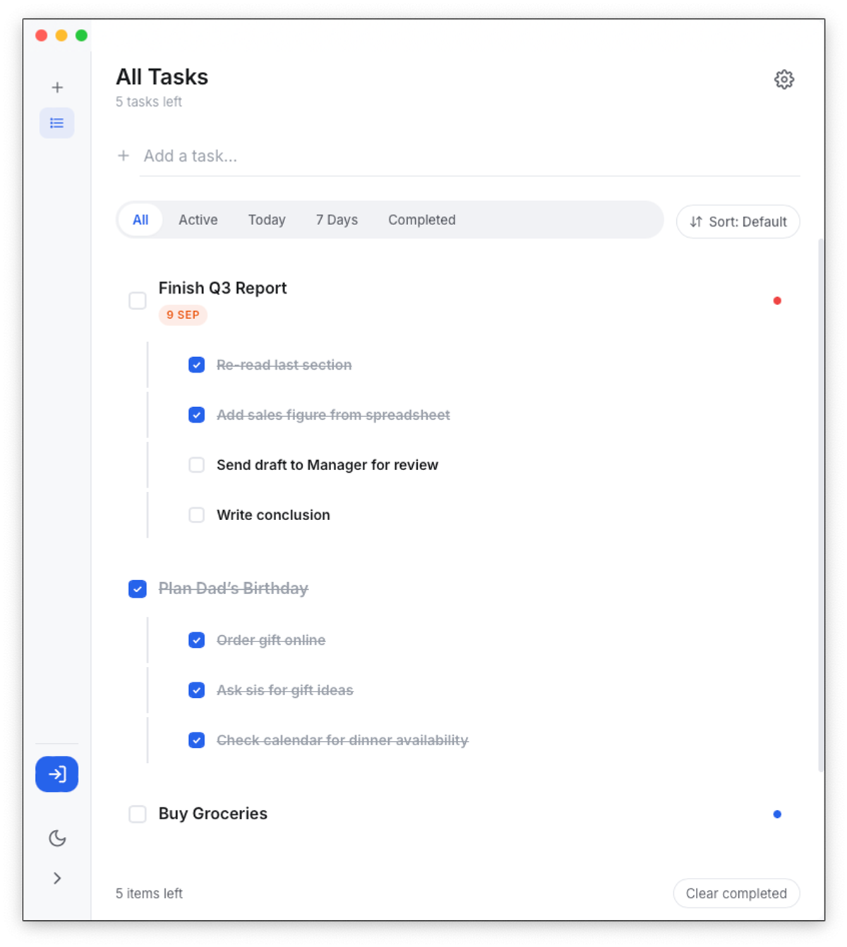 Screenshot of Reviewing End of Days Tasks
