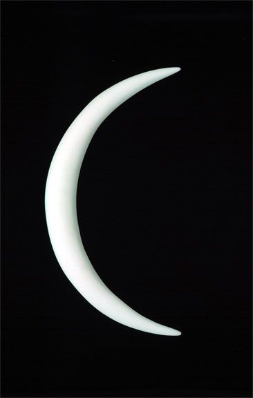 James Lee Byars, Split Moon, 1994, thassos marble, 1 1/2 x 15 3/4 x 1 1/2 in.
