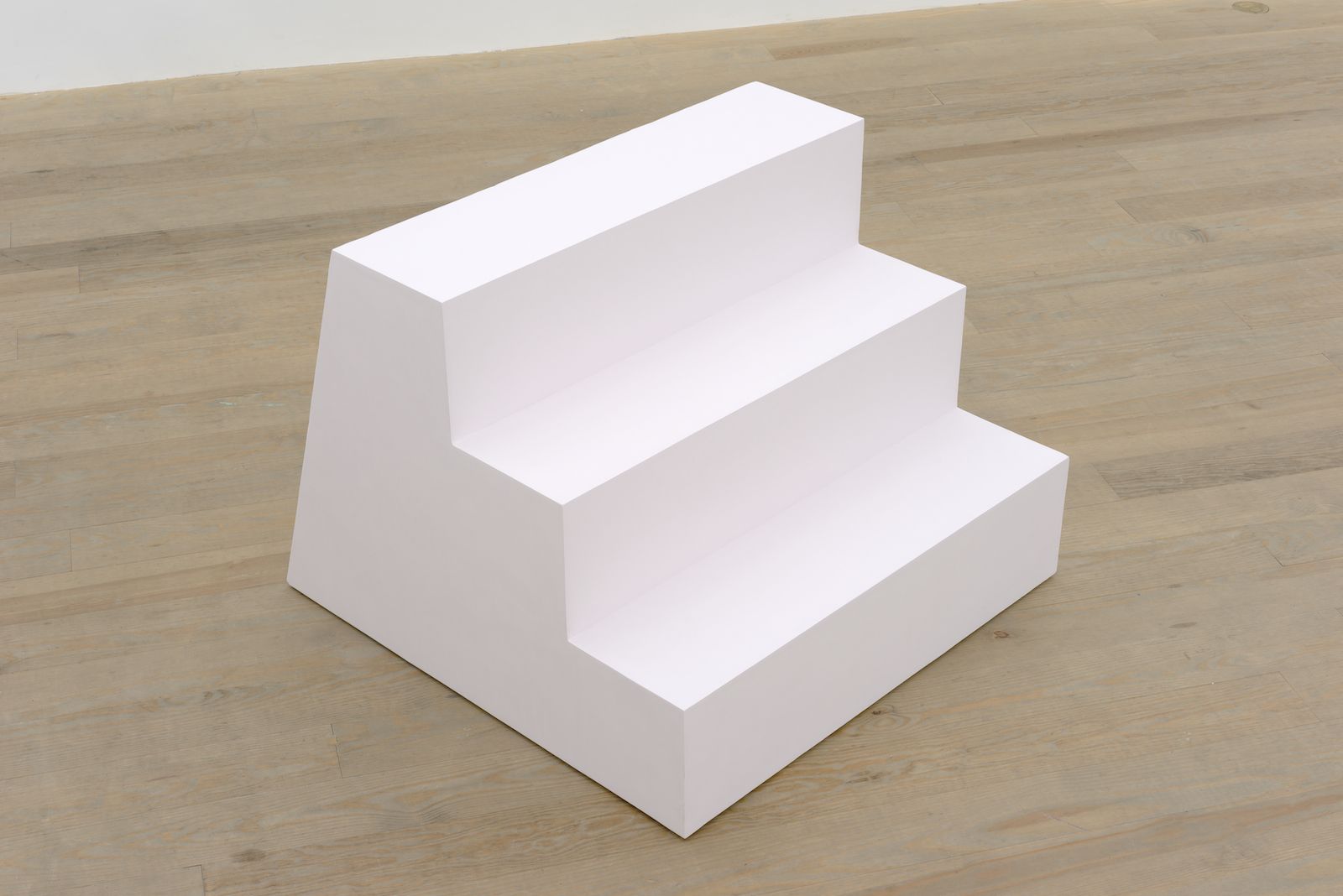 Gordon Hall, Stair, 2014, pigmented joint compound, wood, tile, grout, 27 1⁄2 × 36 × 36 in.
