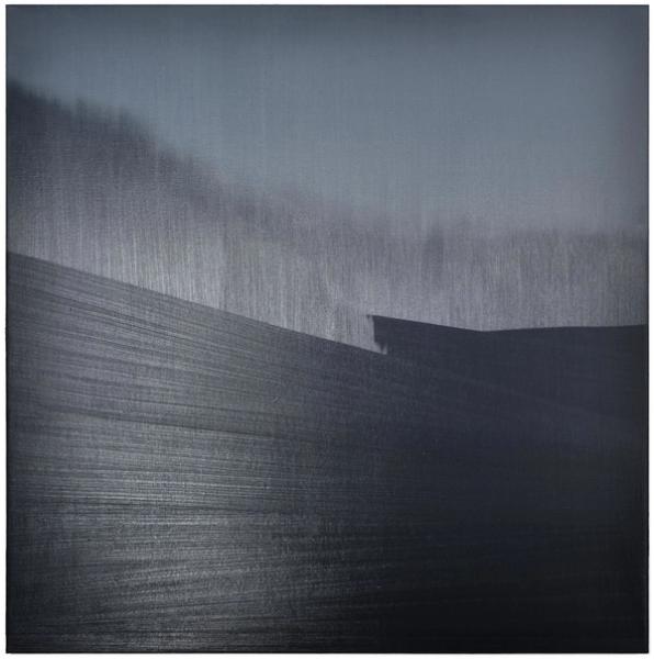 Rafal Bujnowski, Landscape in Grays, 2016, oil on canvas, 43 1/3 x 43 1/3 in. (110 x 110 cm)