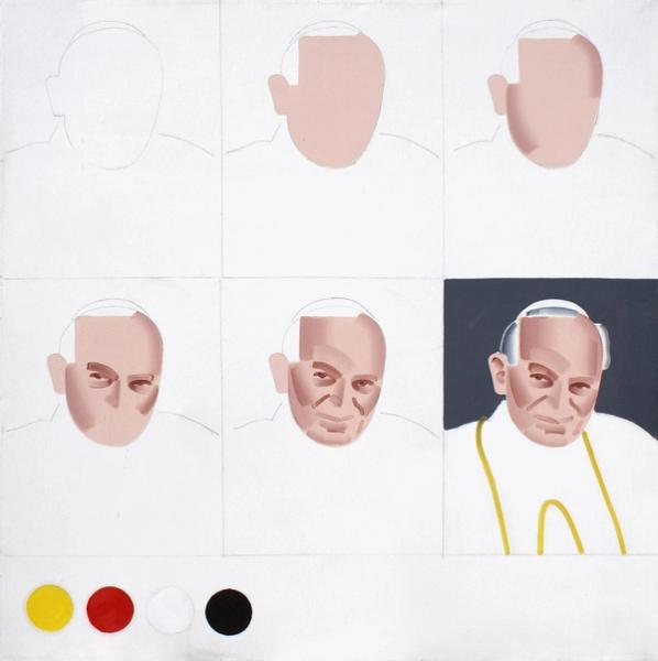 Rafal Bujnowski, How to draw the Pope, 2001, oil on canvas, 120 x 120 cm.
