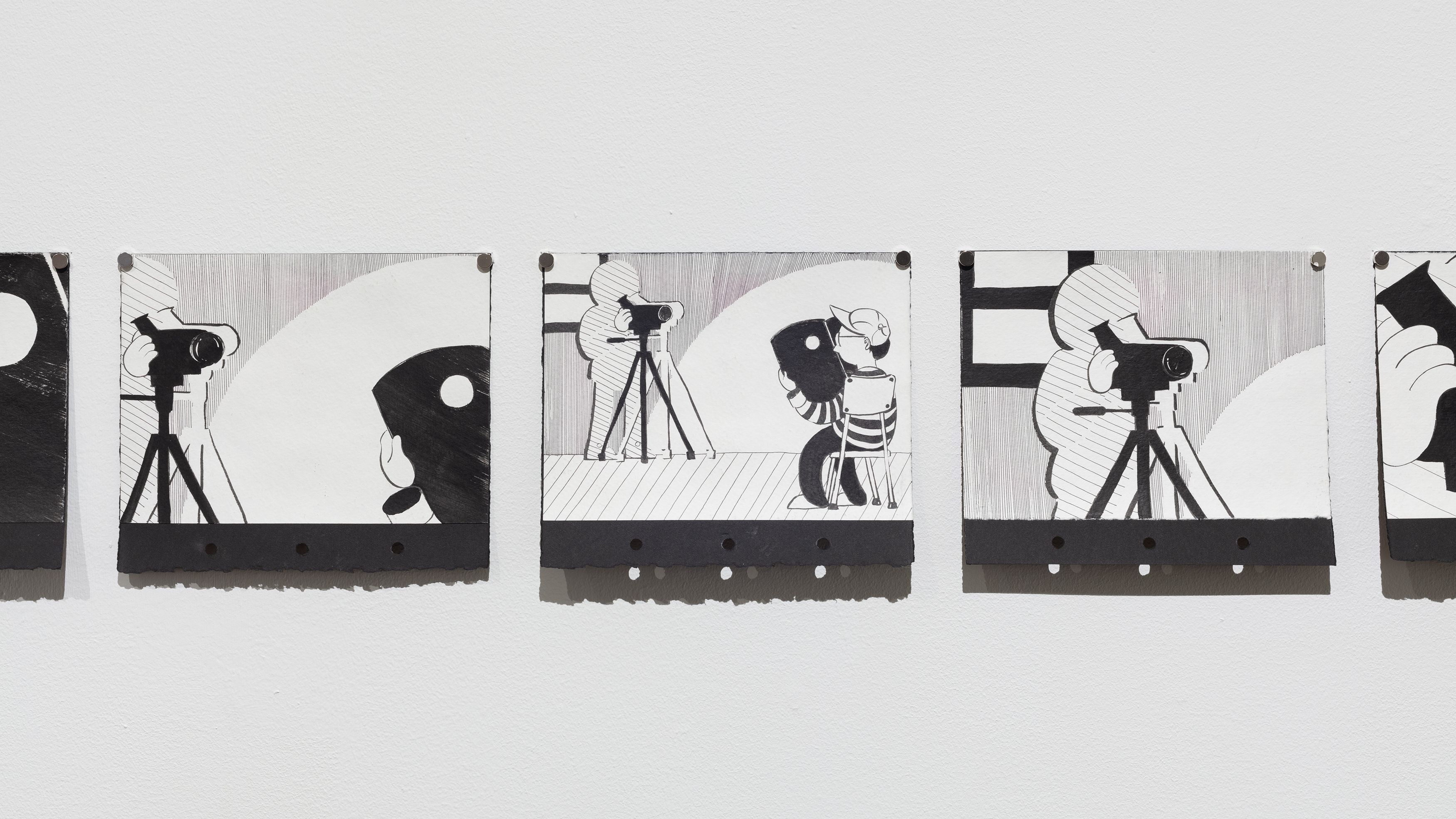 Cindy Ji Hye Kim, Thirty Frames Per Second (detail), 2016, ink on paper, 30 drawings, 6 x 3 in. each