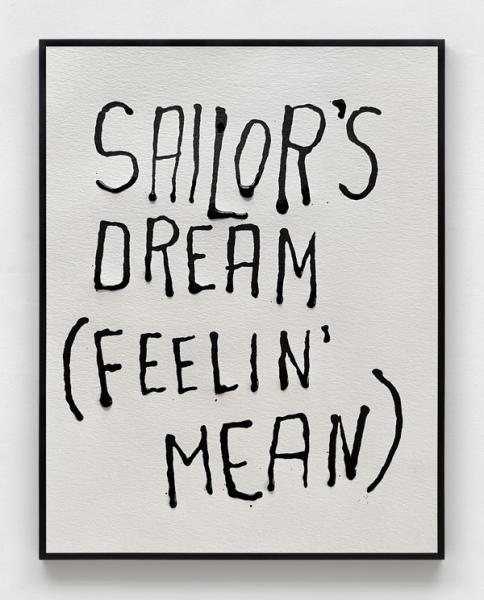 Steve Reinke, Untitled (Sailer’s Dream (Feelin’ Mean), 2022, ink on paper, 11 3/4 x 8 1/2 in. (29.9 x 21.6 cm)