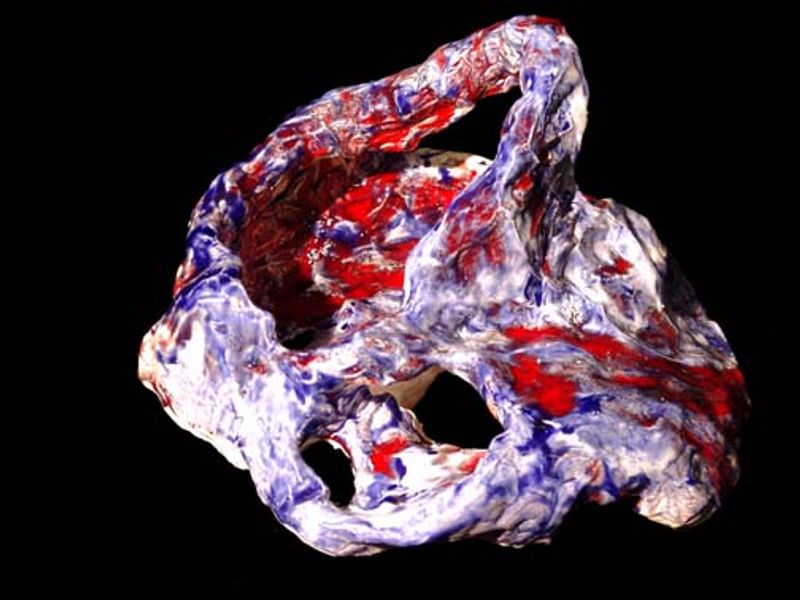 Sterling Ruby, Ceramic, Red, White, and Blue, 2005, glazed ceramic, 8 x 12 x 14 in. (20.4 x 30.6 x 35.7 cm.,) SR_FP559