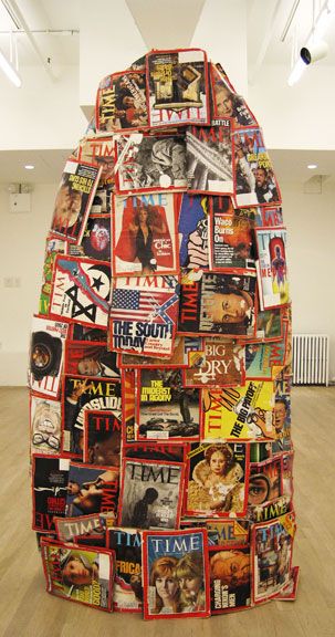 Johannes Vanderbeek, It's Time!?, 2006, Time magazines, glue, and plaster, dimensions variable
