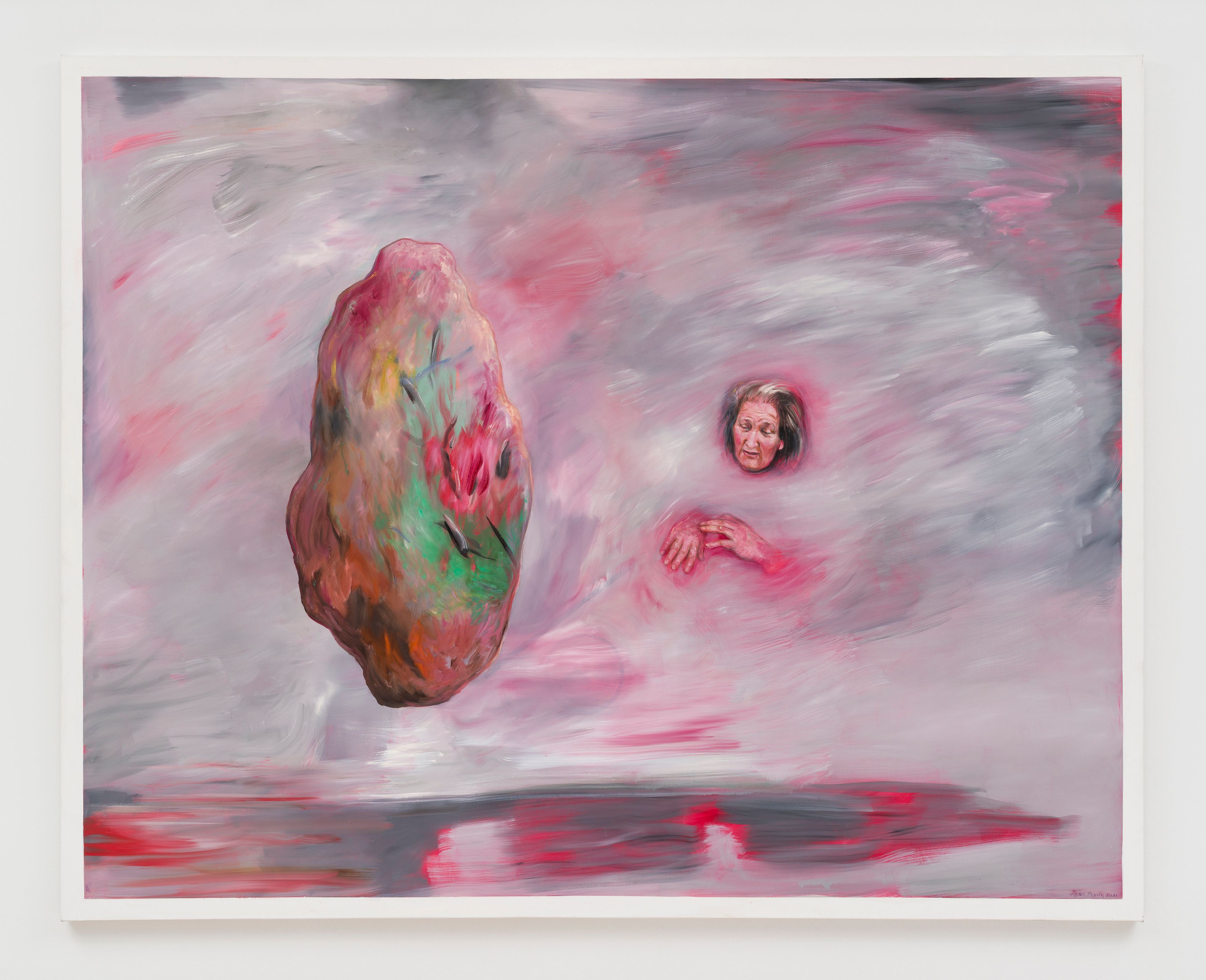 Juan Davila, Machi 3, 2021, oil on canvas, 78 3/4 x 98 1/4 in. (200 x 249.5 cm)