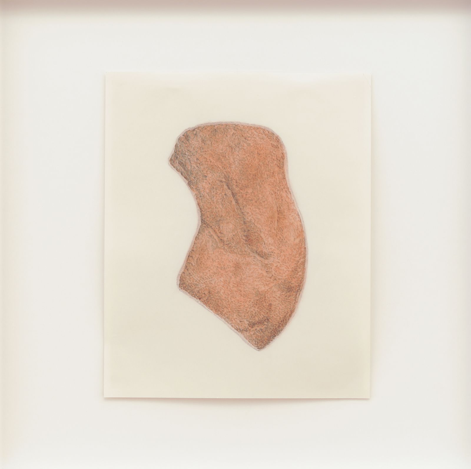 Michael Wang, UNTITLED FRAGMENT (WISENTDENKMAL), 2012, graphite and red bole on paper, 13 × 11 in.