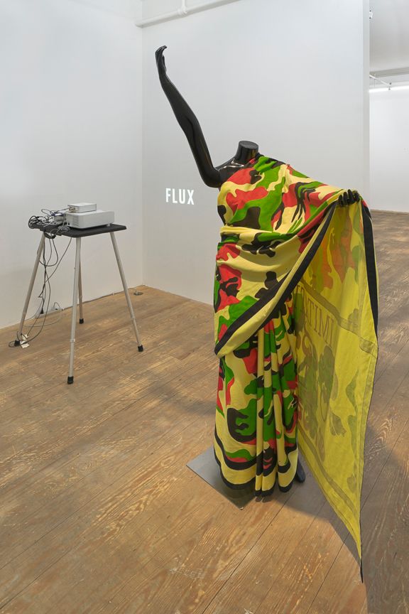 Janet Burchill and Jennifer McCamley, Imitation of Life, 2009, screenprinting and flocking on cotton, mannequin, 33 x 01 x 18 in.