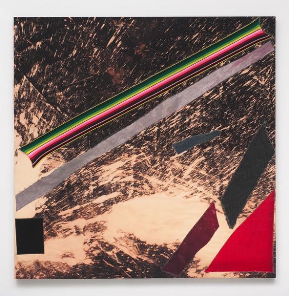 Sterling Ruby, BC (4700), 2013, fabric, glue, paint, bleached canvas on panel, 84 x 84 x 2 in. (213.36 x 213.36 x 5.08 cm.,) SR_FP2733