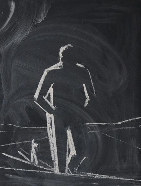 Rafal Bujnowski, Arsonists (11), 2013, chalk and chalkboard paint on MDF, 16 x 12 1/5 in. (41 x 31.5 cm)