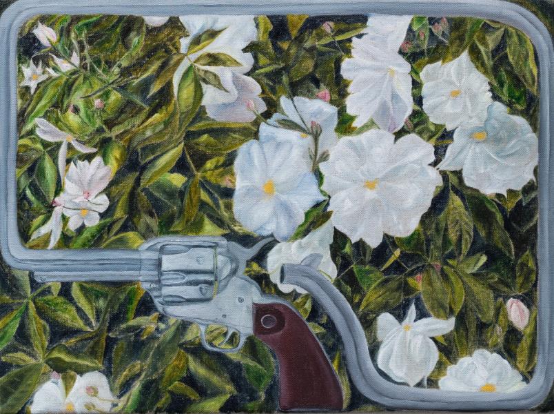 Srijon Chowdhury, White Roses, 2018, oil on linen, 12 x 16 in. (30.5 x 40.6 cm)