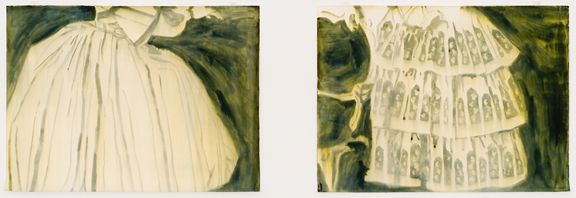 Ulla von Brandenburg, Jupe 1 and Jupe 2, 2006, ink on paper, diptych, each 22 x 30 in.