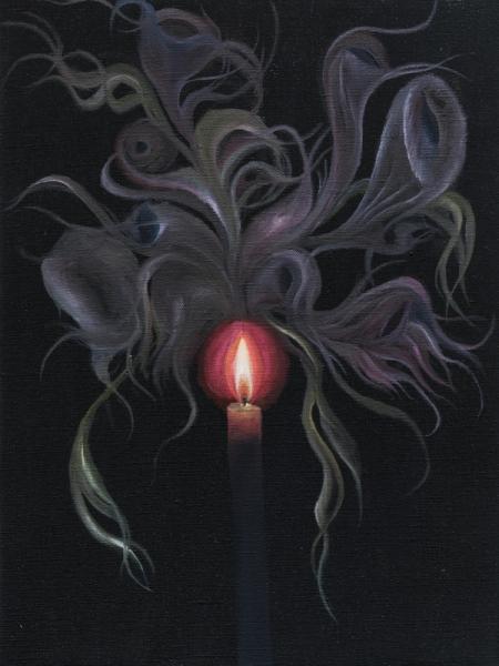 Srijon Chowdhury, Candle, 2018, oil on linen, 16 x 12 in. (40.6 x 30.5 cm)