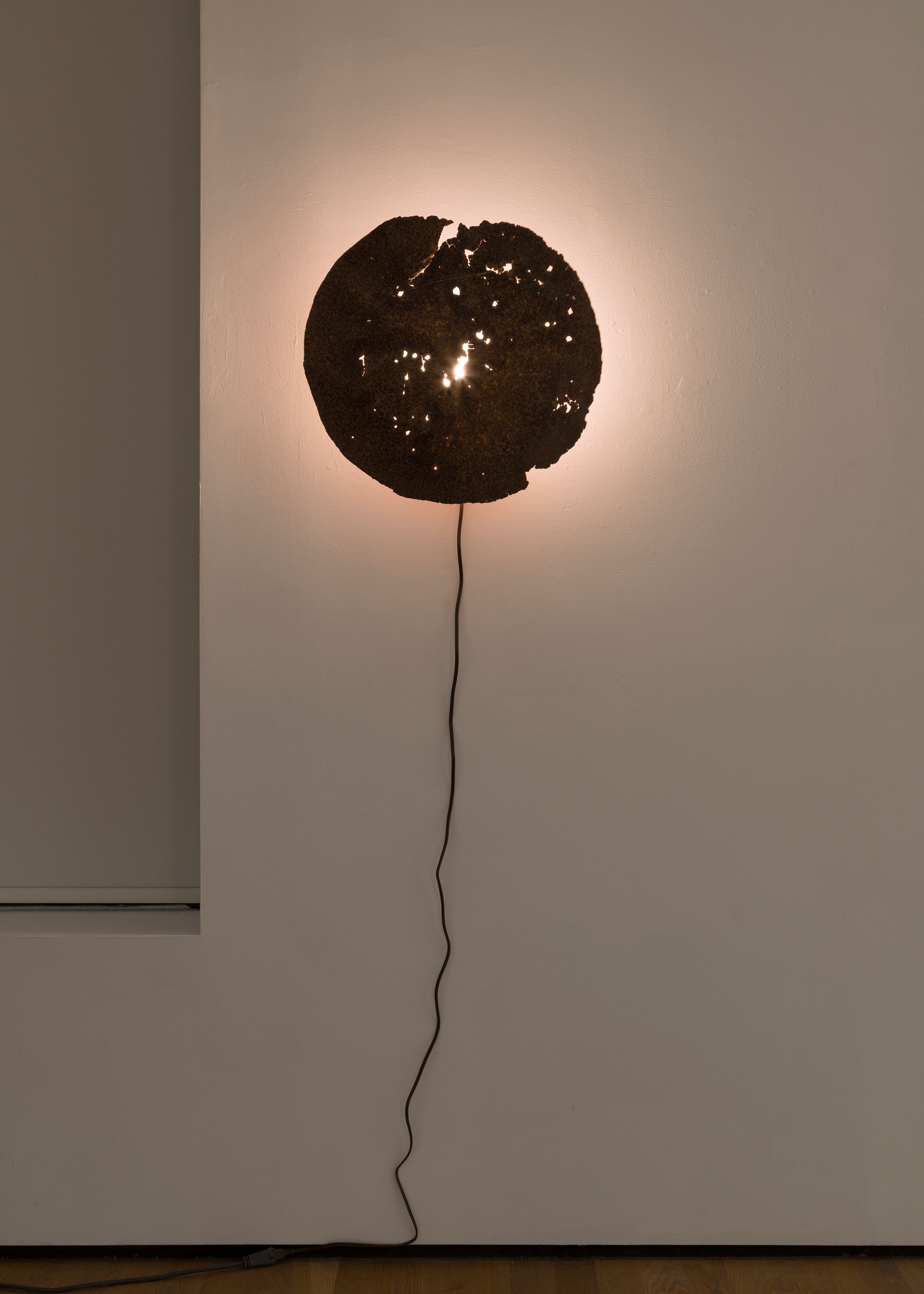 Rafal Bujnowski, Sun / Lamp, 2022, metal, paint, light, 56 cm diameter x 1 cm (22 in. diameter x 3/8 in.)