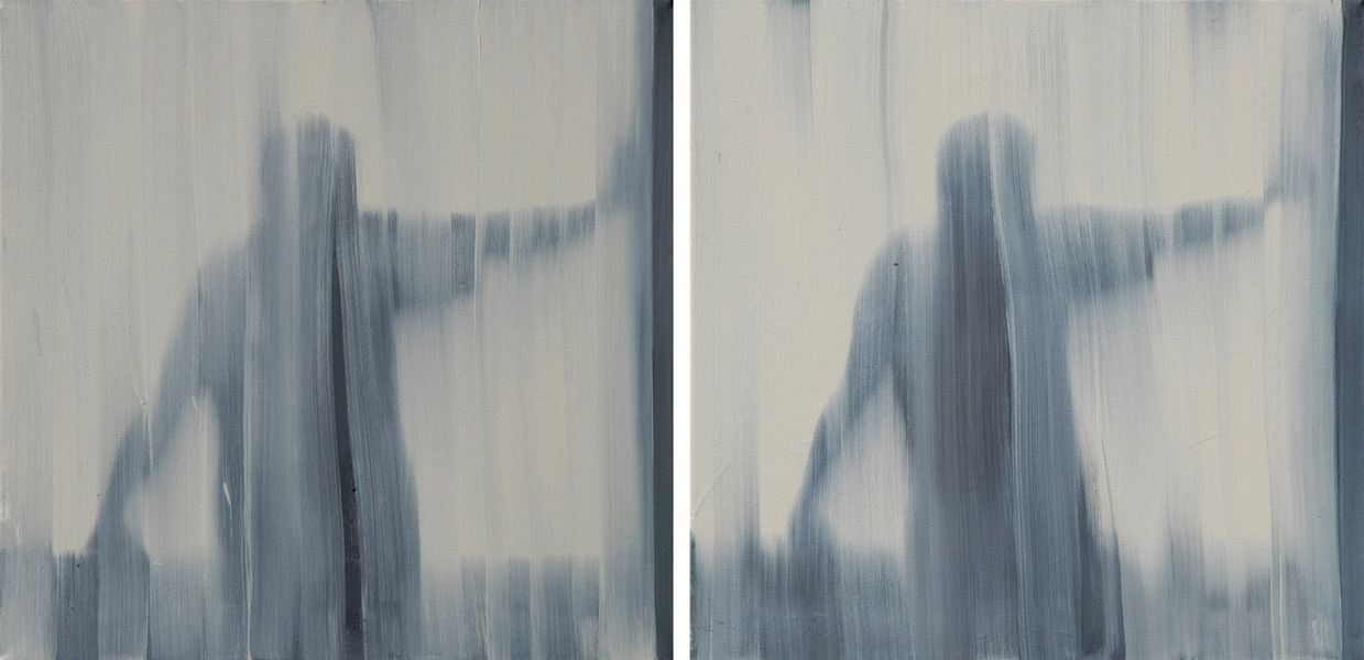 Rafal Bujnowski, Curtains, 2007, diptych, oil on canvas, [2x] 45 x 45 cm., from the series Curtains, 2007
