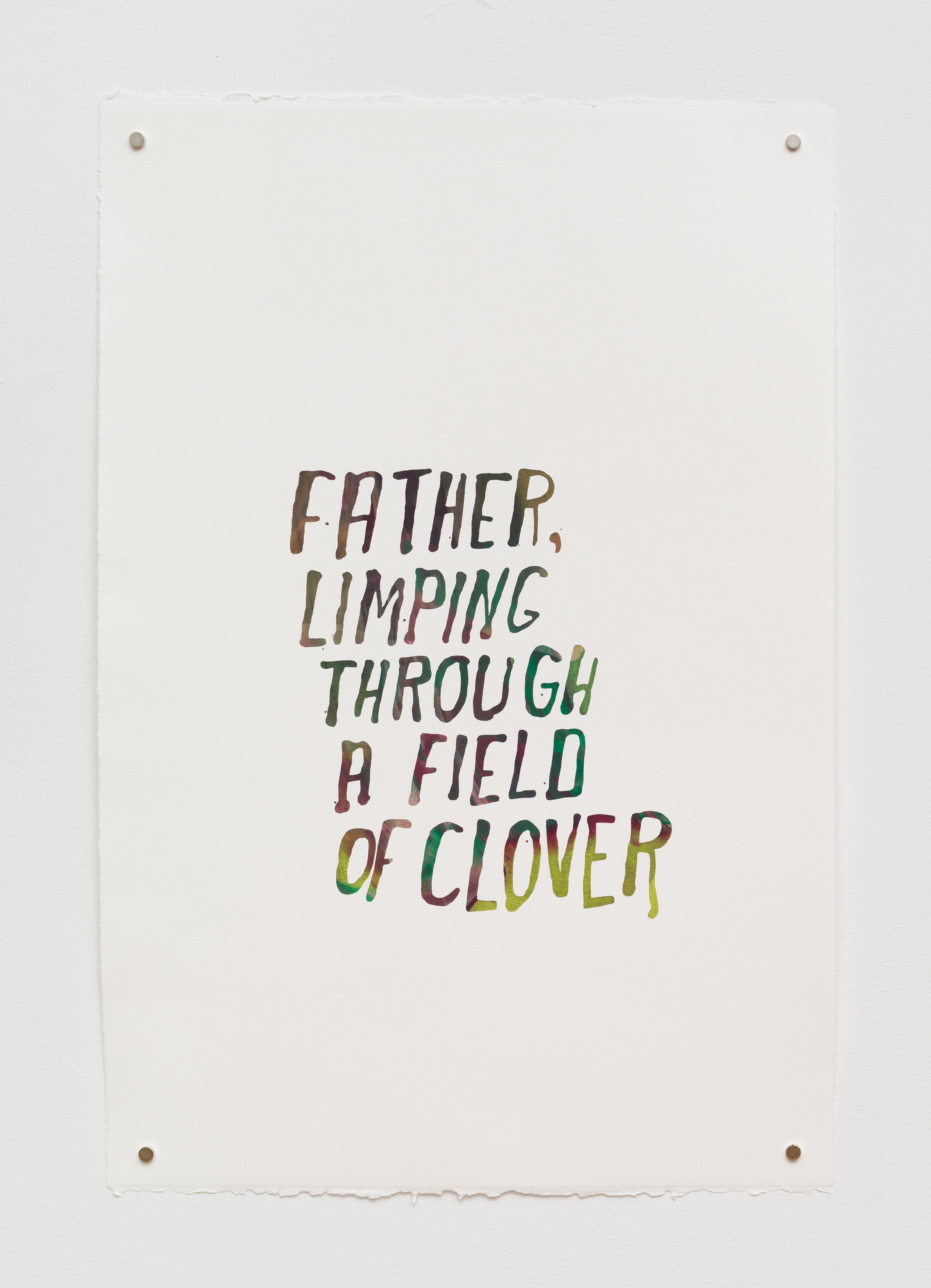 Steve Reinke, Untitled (Father, Limping), 2021, silkscreen on BFK Rives paper, 22 x 15 in.