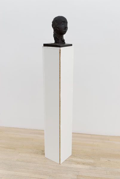 Anders Clausen, Untitled #8c (black head), 2007, plaster, wood, paint, 65 x 9 x 9 in.