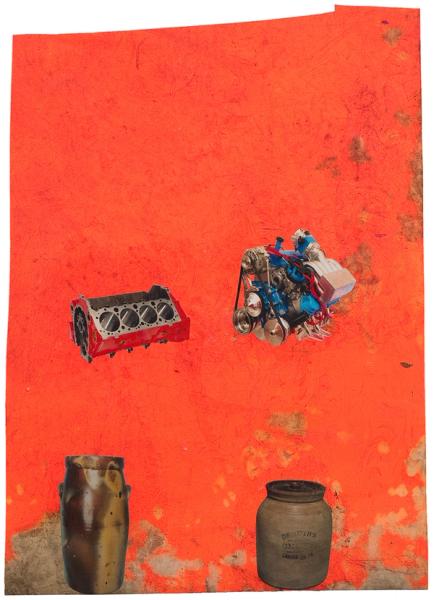 Sterling Ruby, DRFTRS (4349), 2013, collage and paint on paper, 21 1/2 × 17 in. (54.6 × 43.2 cm.,) 24 × 21 × 1 1/2 in. (61.3 × 53.3 × 3.8 cm.) framed, SR_FP2796
