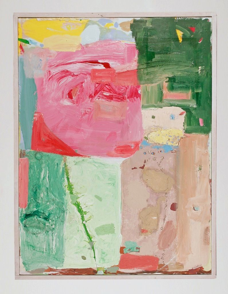 Nicholas Buffon, SAY IT WITH FLOWERS, 2013, oil, plaster, wood on canvas, 41 × 33 in.