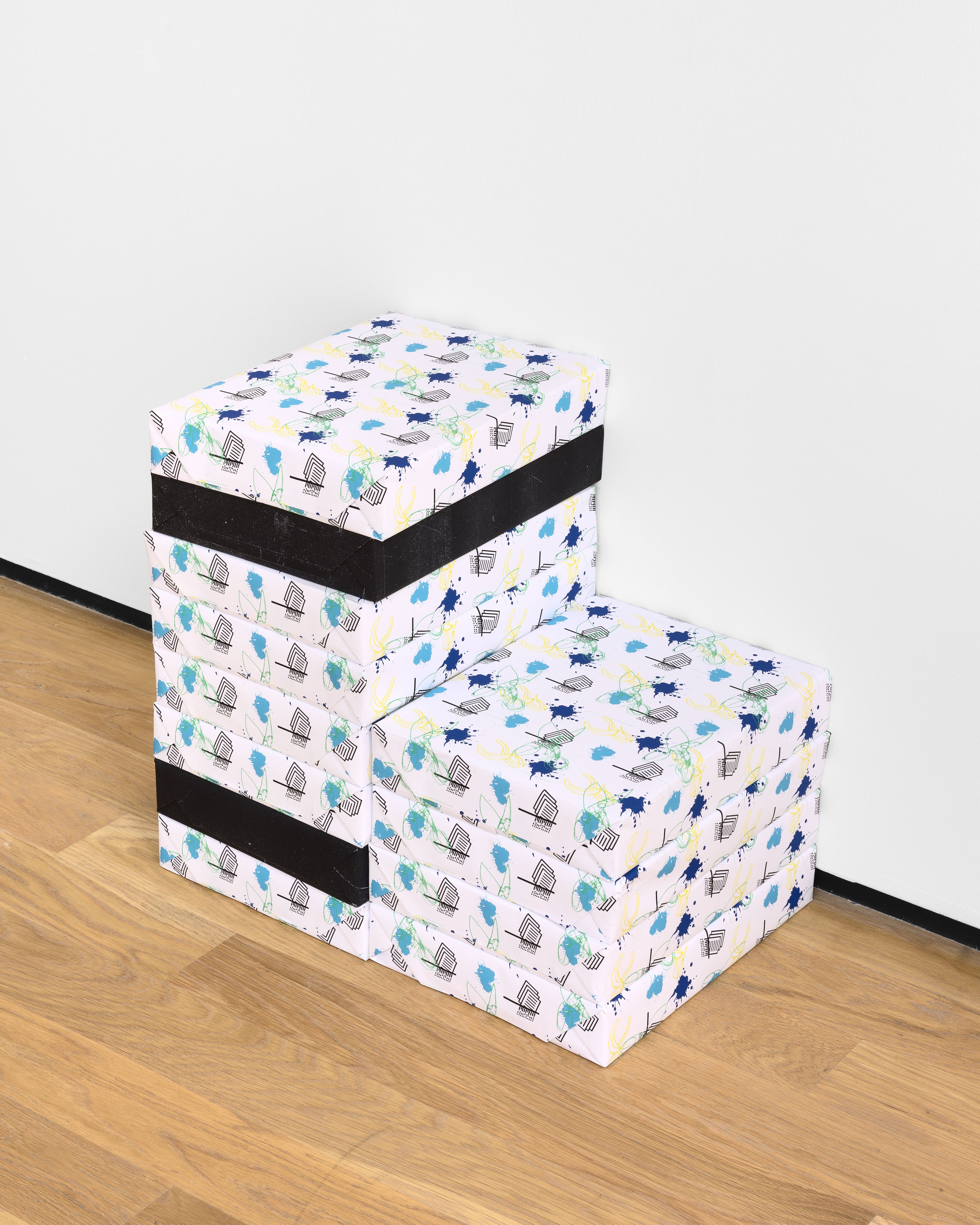 Michael Bell-Smith, Paper Pile C, 2017, archival pigment prints on matte paper, printer paper, transfer tape, dimensions variable