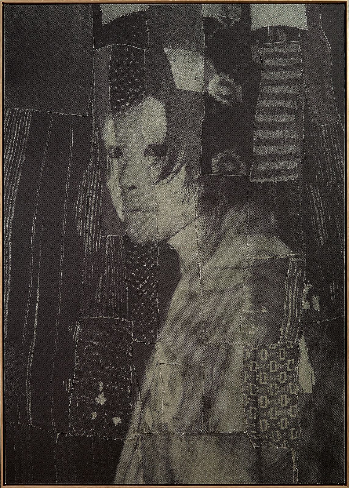 David Noonan, Untitled, 2013, silkscreen on linen collage, 80 × 57 in.