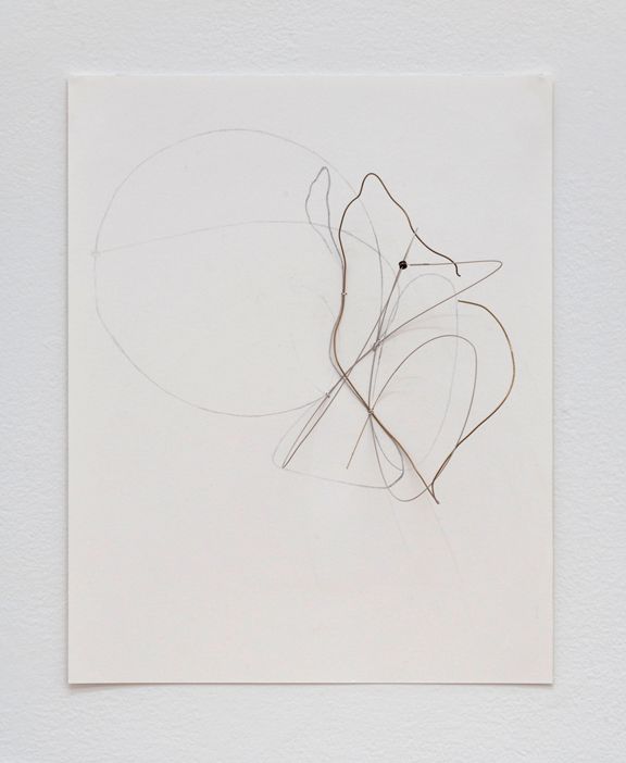 Richard Evans, Pencil on a D string, 2010, pencil, paper, wire, guitar string, 15 1/2 x 12 1/2 in.
