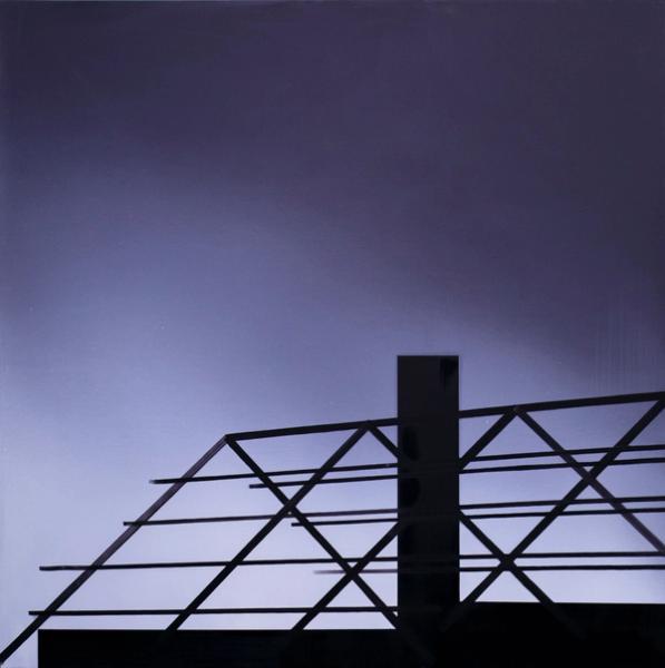 Rafal Bujnowski, House under construction, 2021, oil on canvas, 59 x 59 in. (150 × 150 cm)