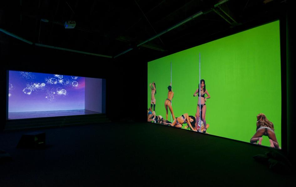 Petra Cortright, Niki, Lucy, Lola, Viola, 2015, installation view, Depart Foundation, Los Angeles