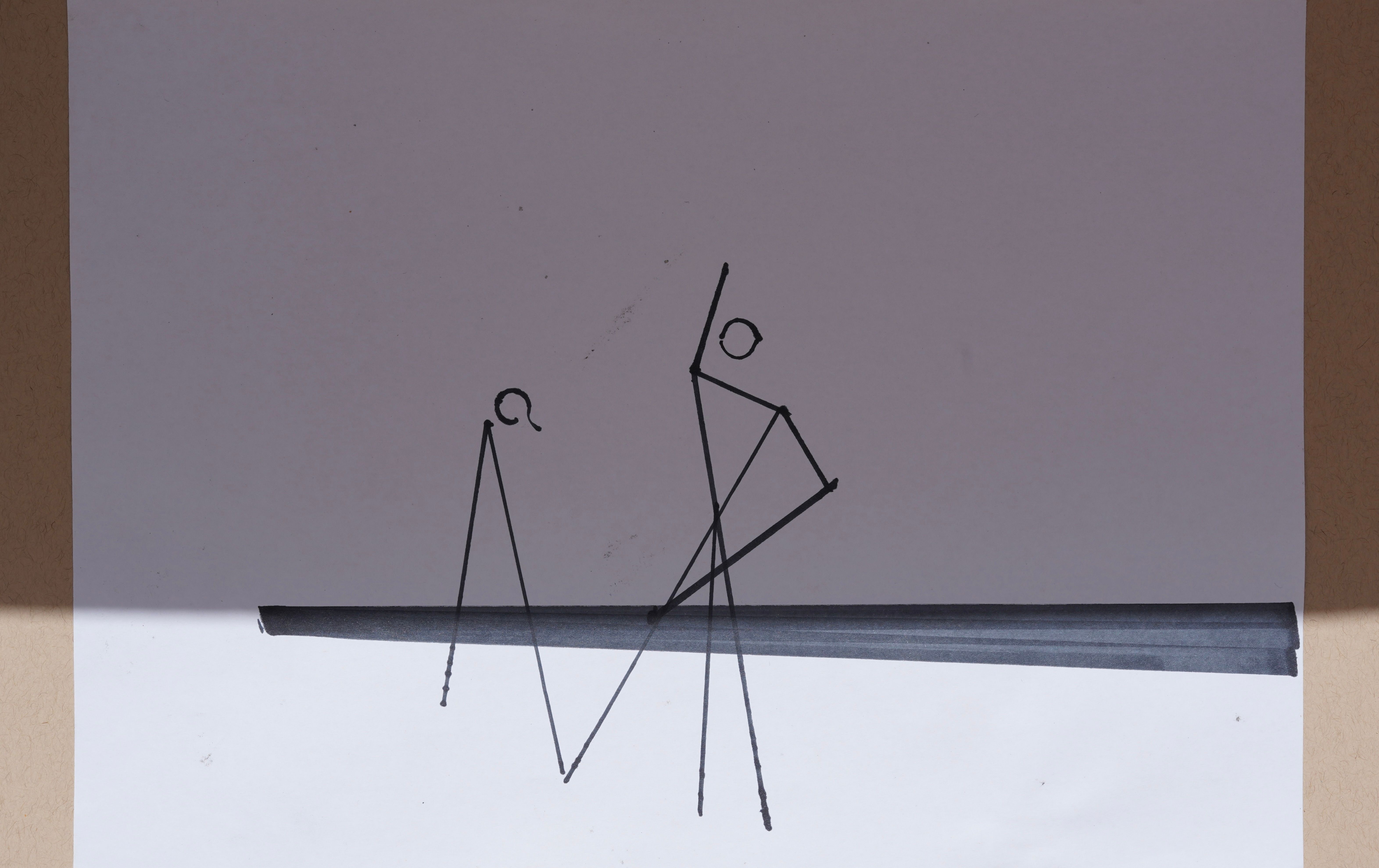 Rafal Bujnowski, Shadow on Paper, 2022, detail of ink on paper and digital image on a screen, 29.7 x 21 cm (11 5/8 x 8 1/4 in.) (each drawing), overall dimensions variable 