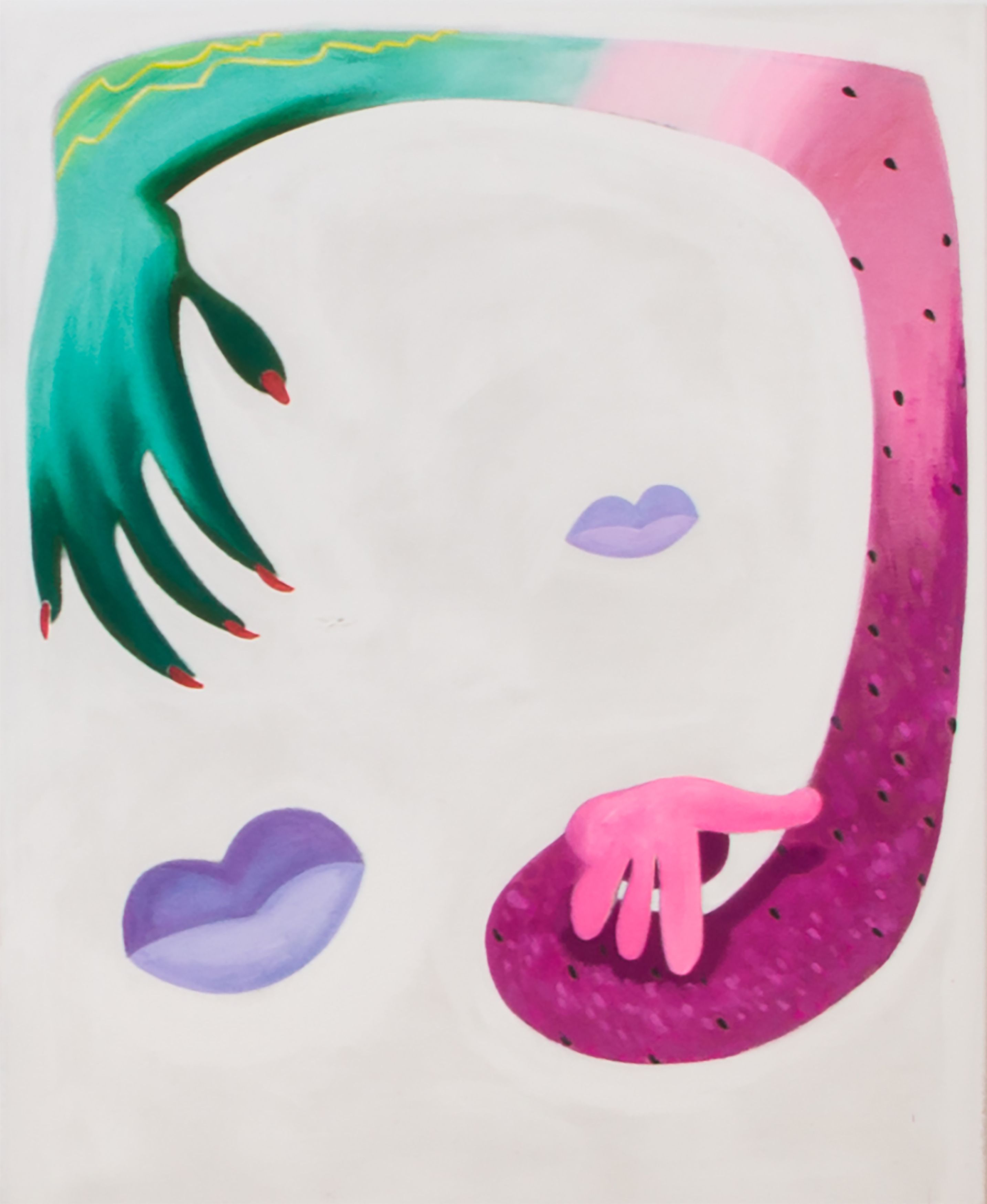 Chelsea Culprit, Watermelon Crawl, 2016, acrylic, crayon, graphite, oil, oil pastel, 60 x 45 3/4 in.