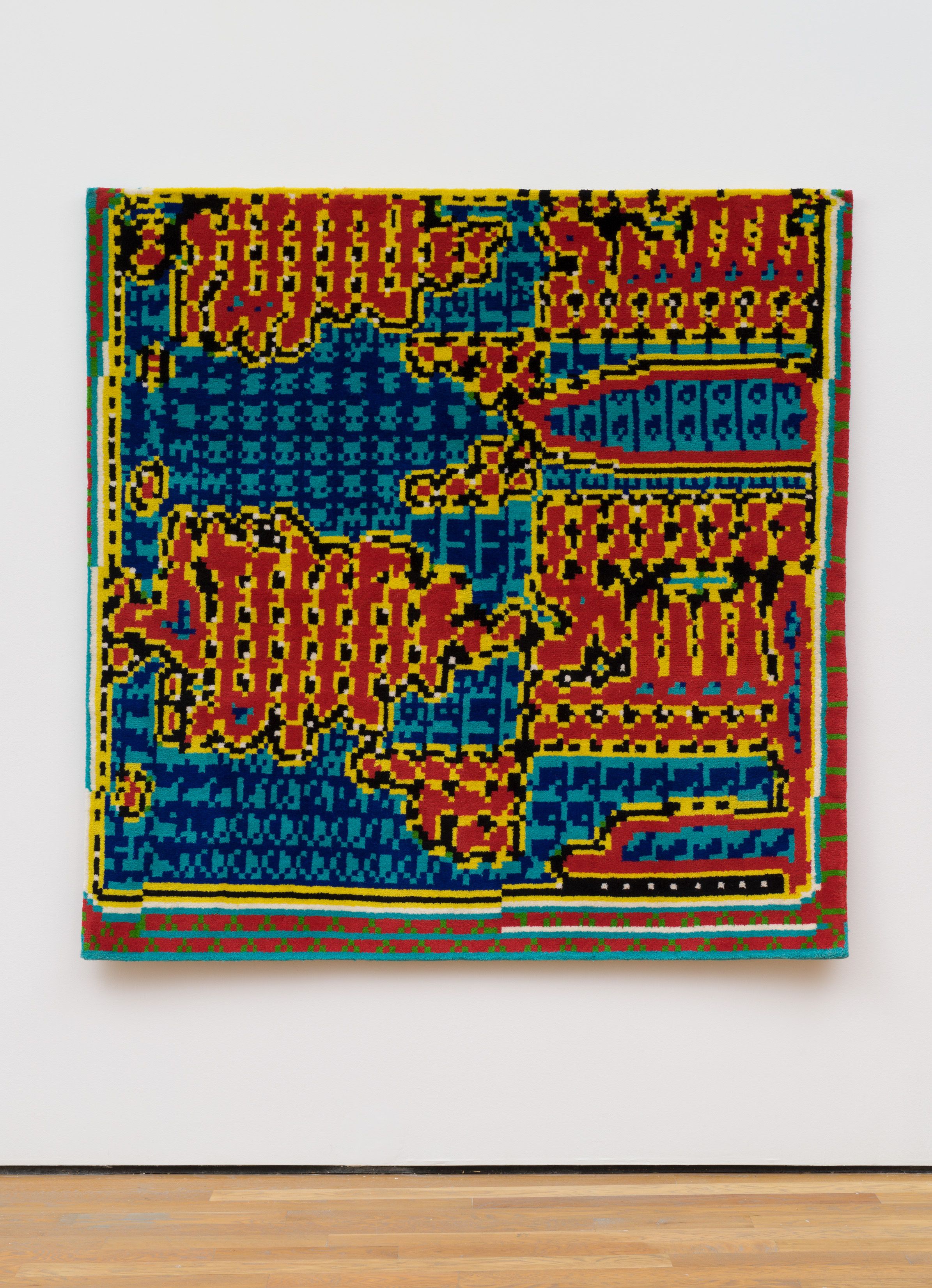 Travess Smalley, Rippleshift, Pixel Rug, 2023, wool, handwoven by Nitya Exports studio, Uttar Pradesh, India 72 x 72 in. (183 x 183 cm.), unique