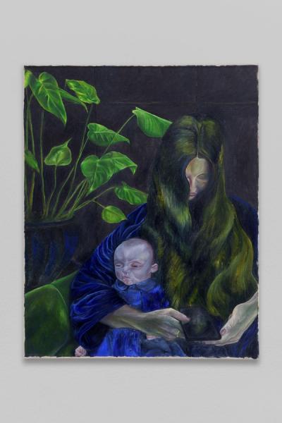 Srijon Chowdhury, Mother and Child, 2018, oil on linen, 30 x 24 in. (76.2 x 61 cm)