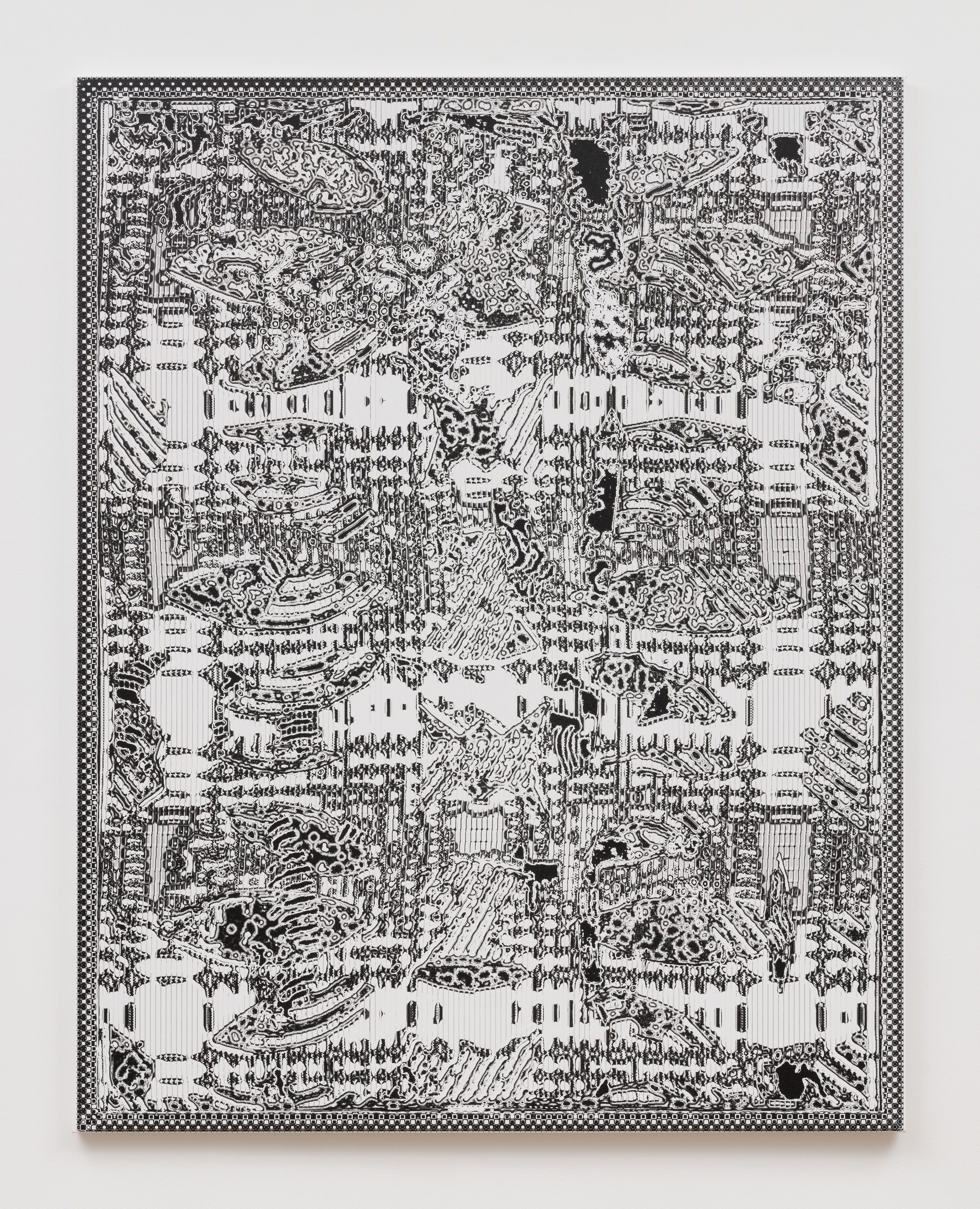 Travess Smalley, Networkbraid, 2023, silkscreen print on canvas, printed at Keigo Prints Inc. with Marginal Editions, New York, NY, 72 x 60 in. (183 x 152.4 cm.)