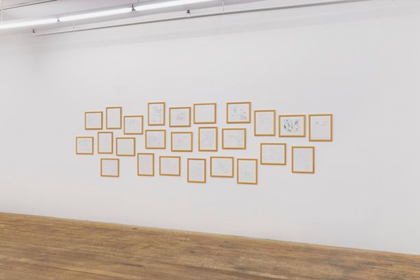 Kerry Tribe, North is West / South is East, 2001, 25 panels, pen, pencil on paper, 11 x 8 1/2 in., overall dimensions variable
