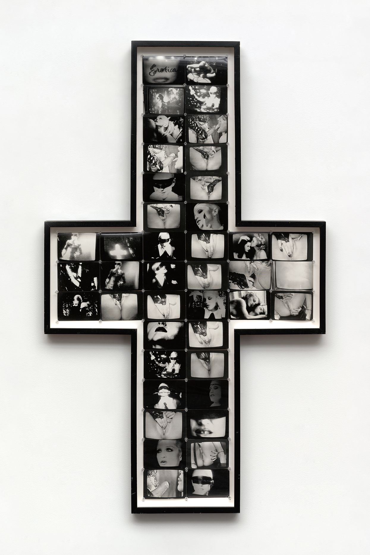 Ellen Cantor, Crossroads, 1995, photo collage, cross-shaped frame, 63 1/2 x 38 in., unique, EC_FP3565