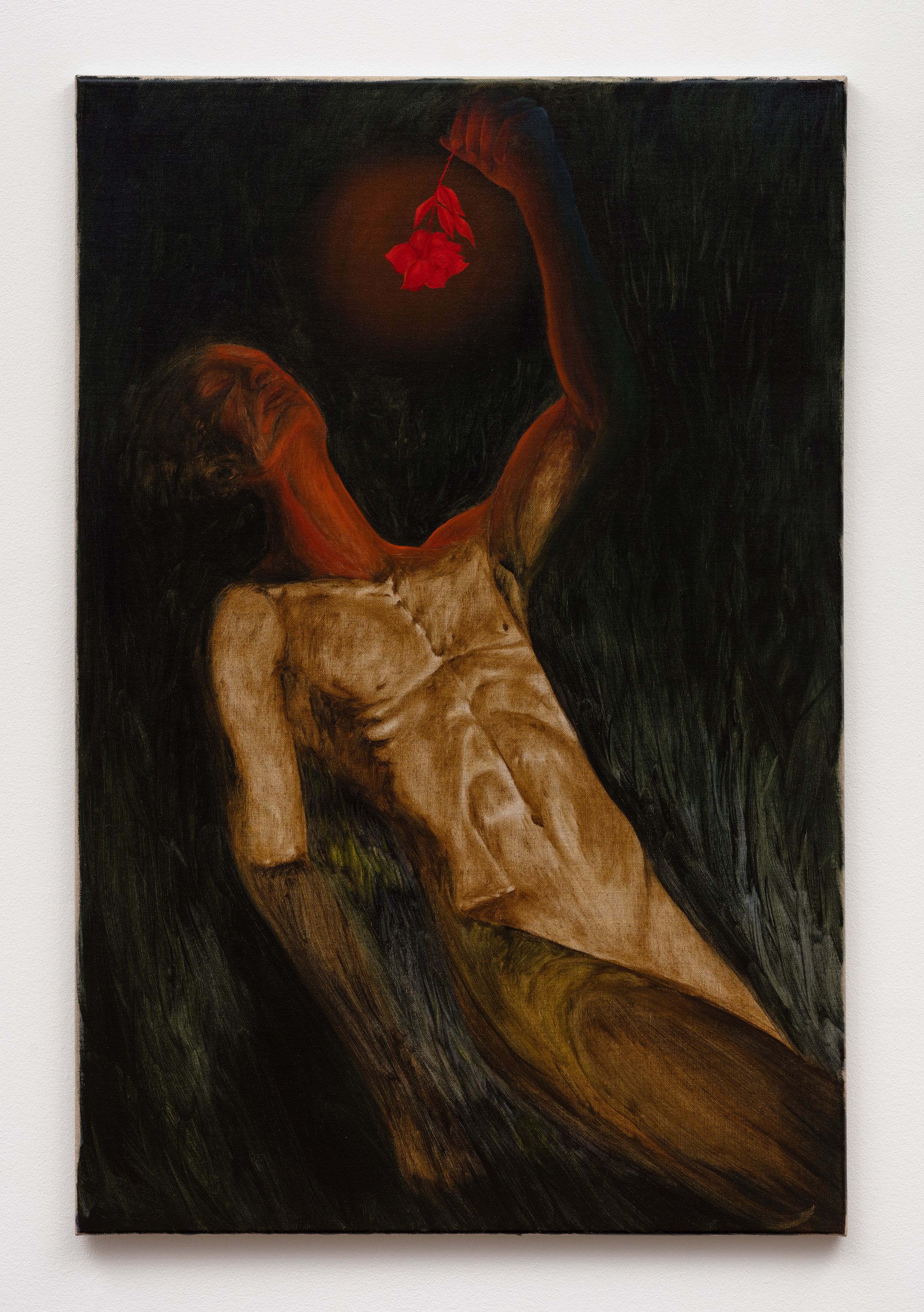Srijon Chowdhury, Boy with a Rose (after JK), 2020, oil on linen, 36 x 24 in. (91.44 x 60.96 cm) 