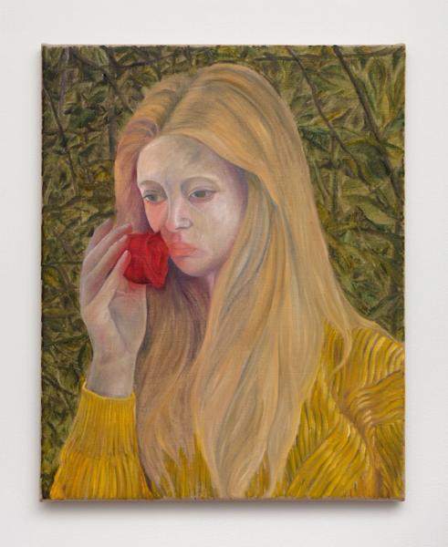 Srijon Chowdhury, Lilith with a Rose, 2019, oil on linen, 20 x16 in. (50.8 x 40.64 cm.)