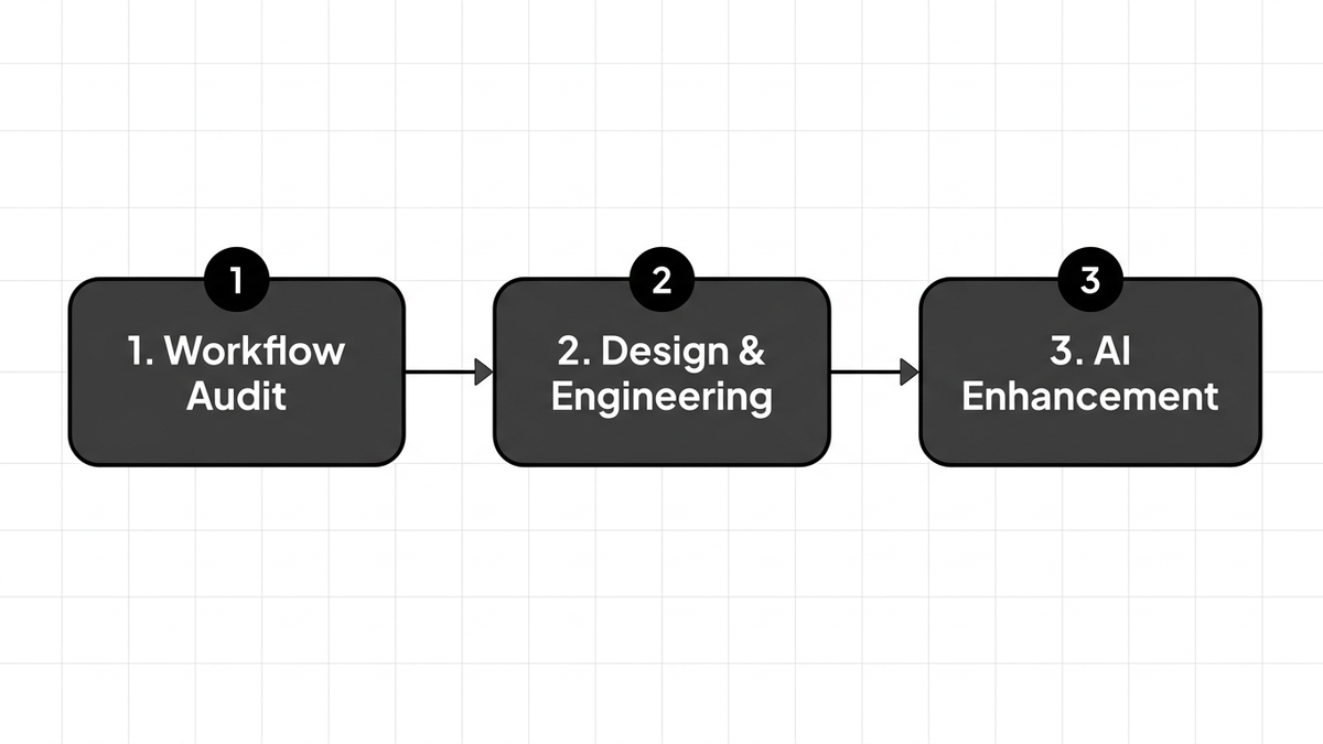 Three-step process diagram showing TechOrigins