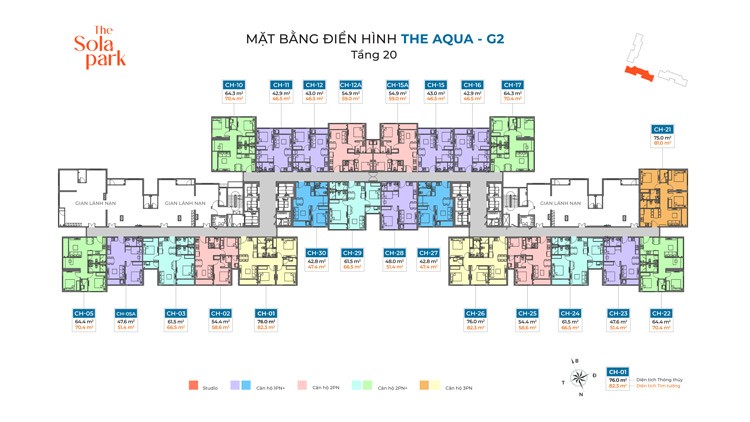 Mặt bằng điển hình The Aqua (tầng 20)