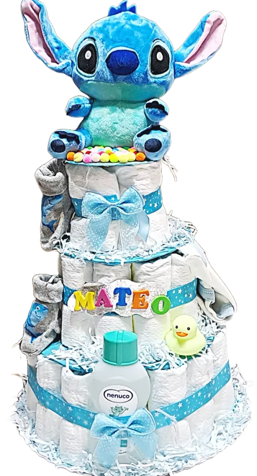 Tarta de Pañales Clásica de 3 Pisos | Regalo Personalizado Recién Nacido (Varios Modelos) - Regalo Bebé Badalona