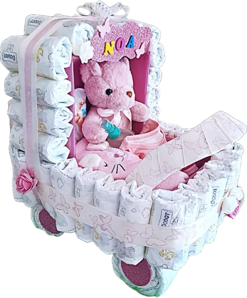 Carrito de Pañales Personalizado para Bebé | Canastilla Original y Artesanal - Regalo Bebé Badalona