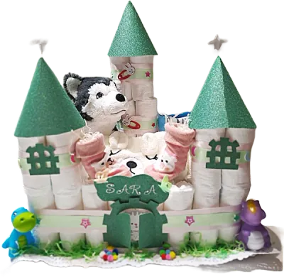 Castillo de Pañales Personalizable | Tarta de Pañales "Fantasía" de 3 Torres - Pastel de pañales Badalona